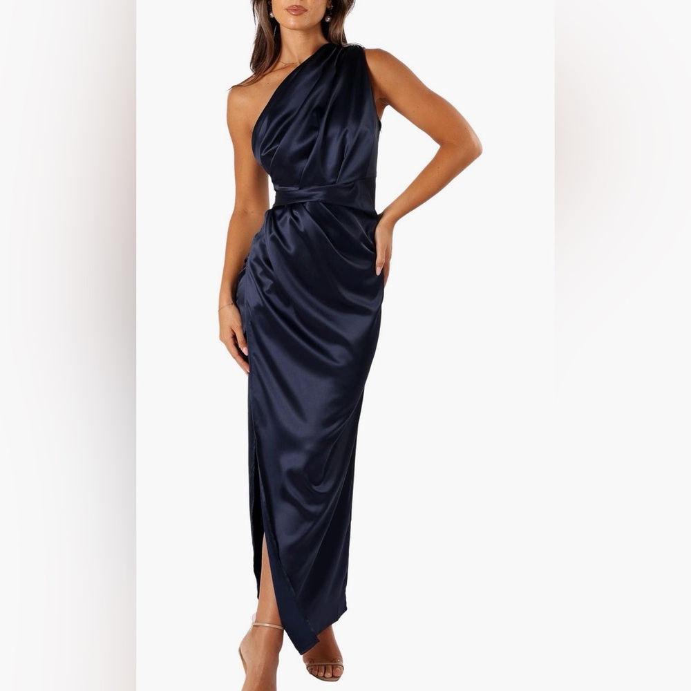 Petal & Pup One Shoulder Navy Dress